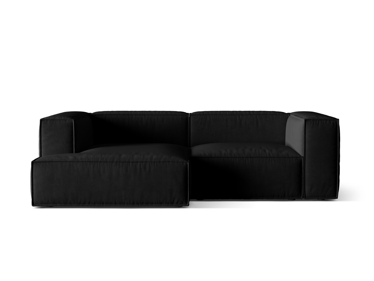 Coltar modular stanga 3 locuri, Nuria-88, Micadoni Home, 252x147x72 cm, catifea, negru Colțare